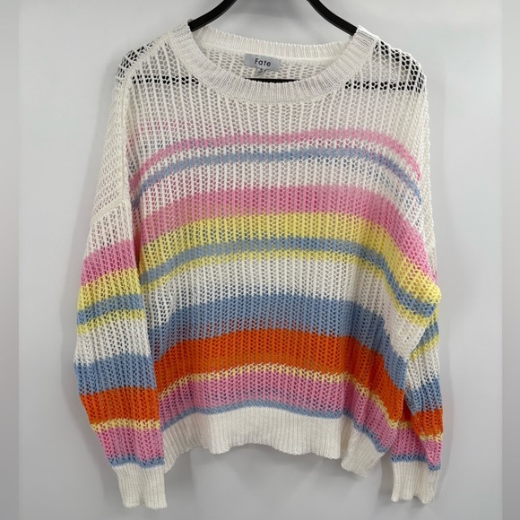 Fate VICI Collection Shades of Spring Knit Cotton Blend Striped Sweater Sz Small - Picture 1 of 15